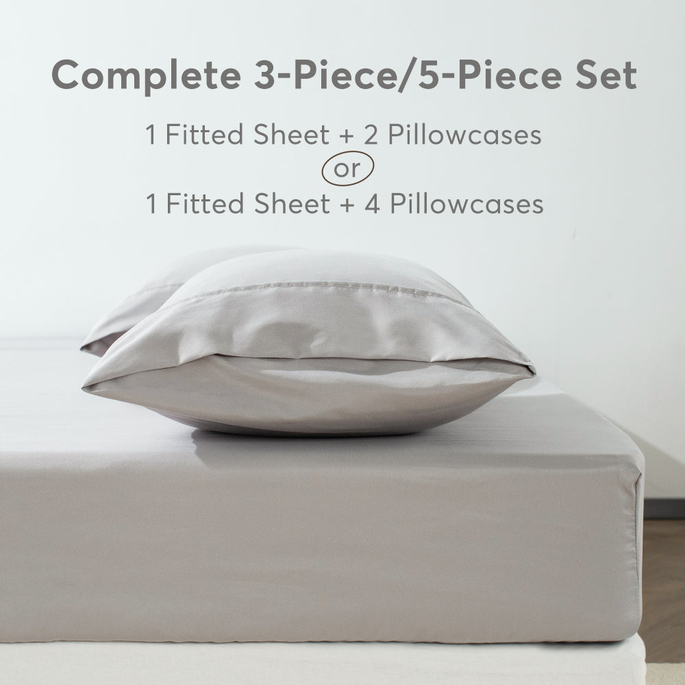 Kasentex Spring All Season Deep Pocket Fitted Sheet Set with Pillowcases, Room Decor, Graduation Gifts