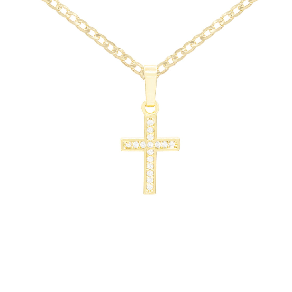 Cross Cubic Zirconia Pendant With Necklace Set 14K Gold Filled