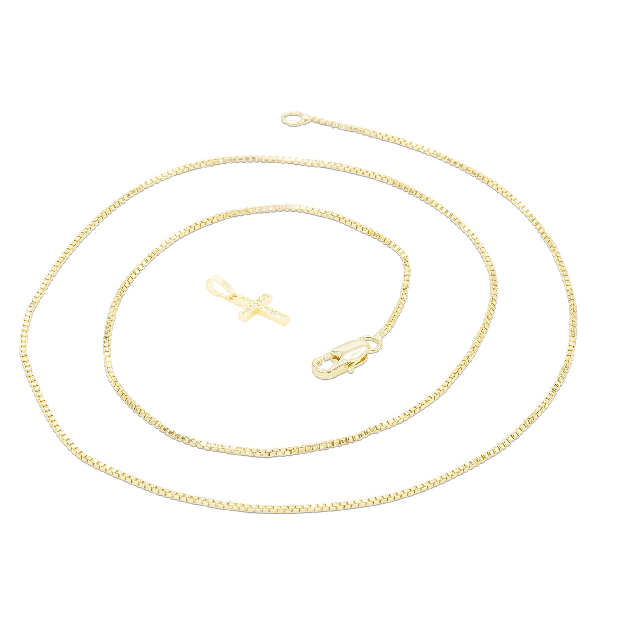 Cross Cubic Zirconia Pendant With Necklace Set 14K Gold Filled