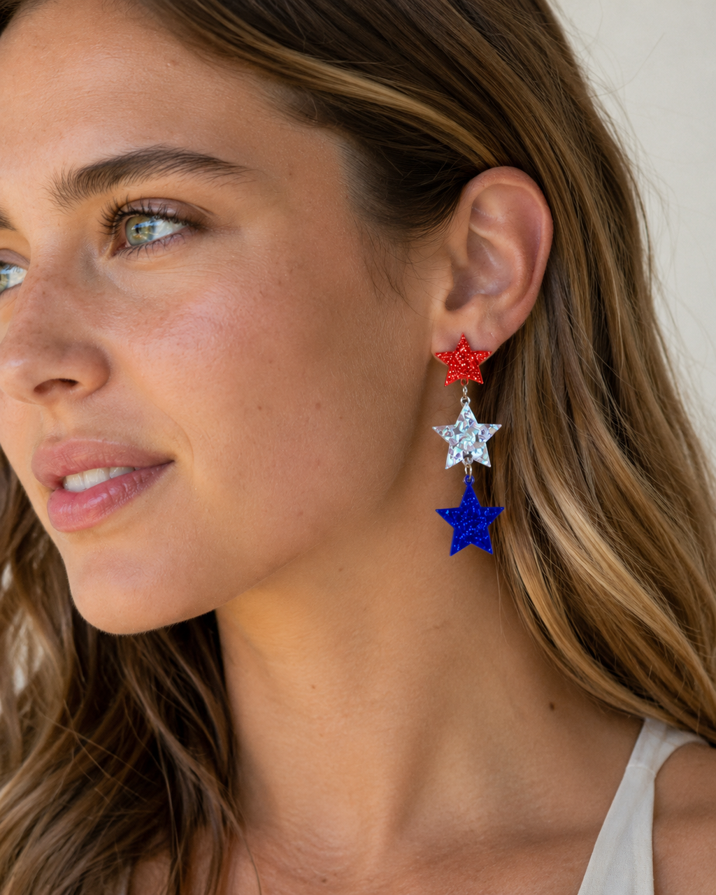Patriotic Dangle Star Earrings
