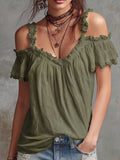 Cotton-linen Lotus-leaf Collar Casual Camisole